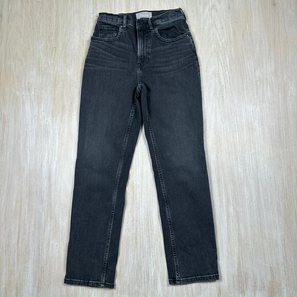 Everlane Black Straight Leg High Rise Cotton Blend Denim Casual Ankle Jeans 27 - Picture 1 of 13